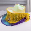 Western Fantasy Tassel Colorful Cowboy Hat Halloween Carnival Party Hat Pink Pearl Hat EVA Laser Hat