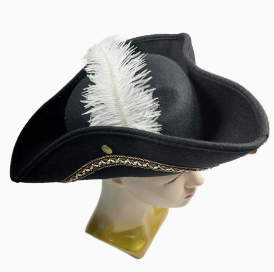 Halloween Stage Performance Caribbean Pirate Hat Lace Feather Decoration Pirate Triangle Hat Jack Captain Hat