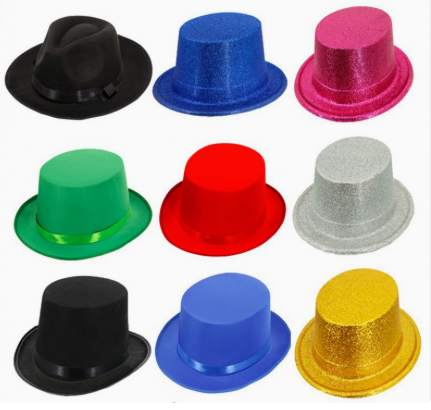 Manufacturer Wholesale Lincoln Magician High Hat Colorful Jazz Hat Stage Performance Straight Tube Flat Top Magician Top Hat
