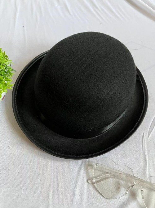 Magician Hat Lincoln Round Hat Black Solid Color Top Hat Halloween Performance High Hat Retro British Gentleman