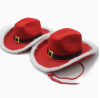 Customized Christmas Feather Red Black Belt Cowboy Hat White Haired Edge Western Cowboy Hat Santa Claus Cowboy Hat