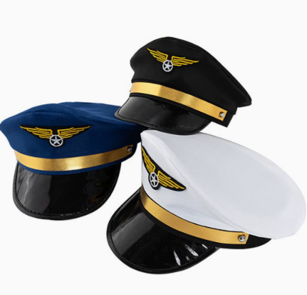 New Pilot Hat Embroidered Captain Hat Navy Hat Stage Performance Uniform Hat unisex Party Hat