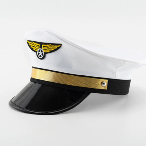New Pilot Hat Embroidered Captain Hat Navy Hat Stage Performance Uniform Hat unisex Party Hat