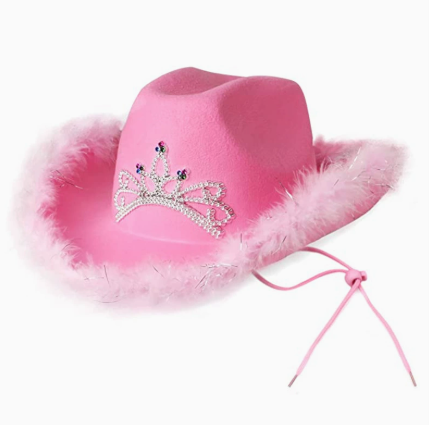 Manufacturer's Customized Halloween Pink Feather Western Cowboy Hat Carnival Ball Light up Cowboy Hat